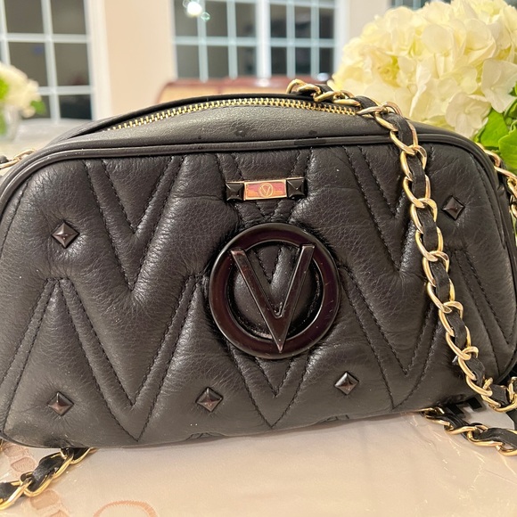 Valentino By Mario Valentino Handbags - Mario Valentino ~ Italian Mia Diamond Black Quilted Leather Crossbody